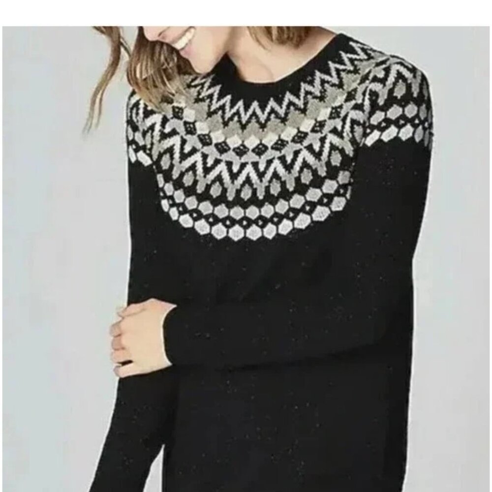 J.jill Women’s Sweater Size Large Tall Geometric Metallic Beaded